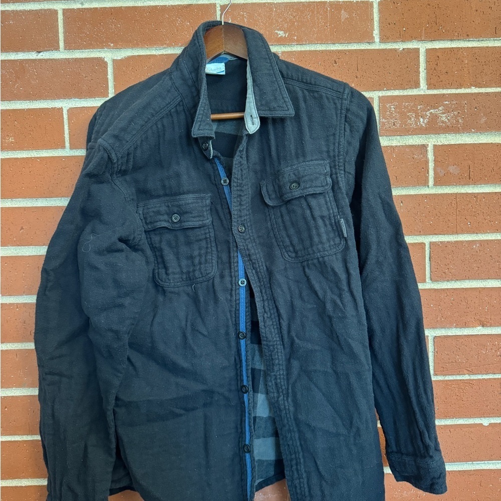 Columbia Heavy Flannel Shirt Jacket Black Button-Up (Men’s M) - Picture 1 of 3